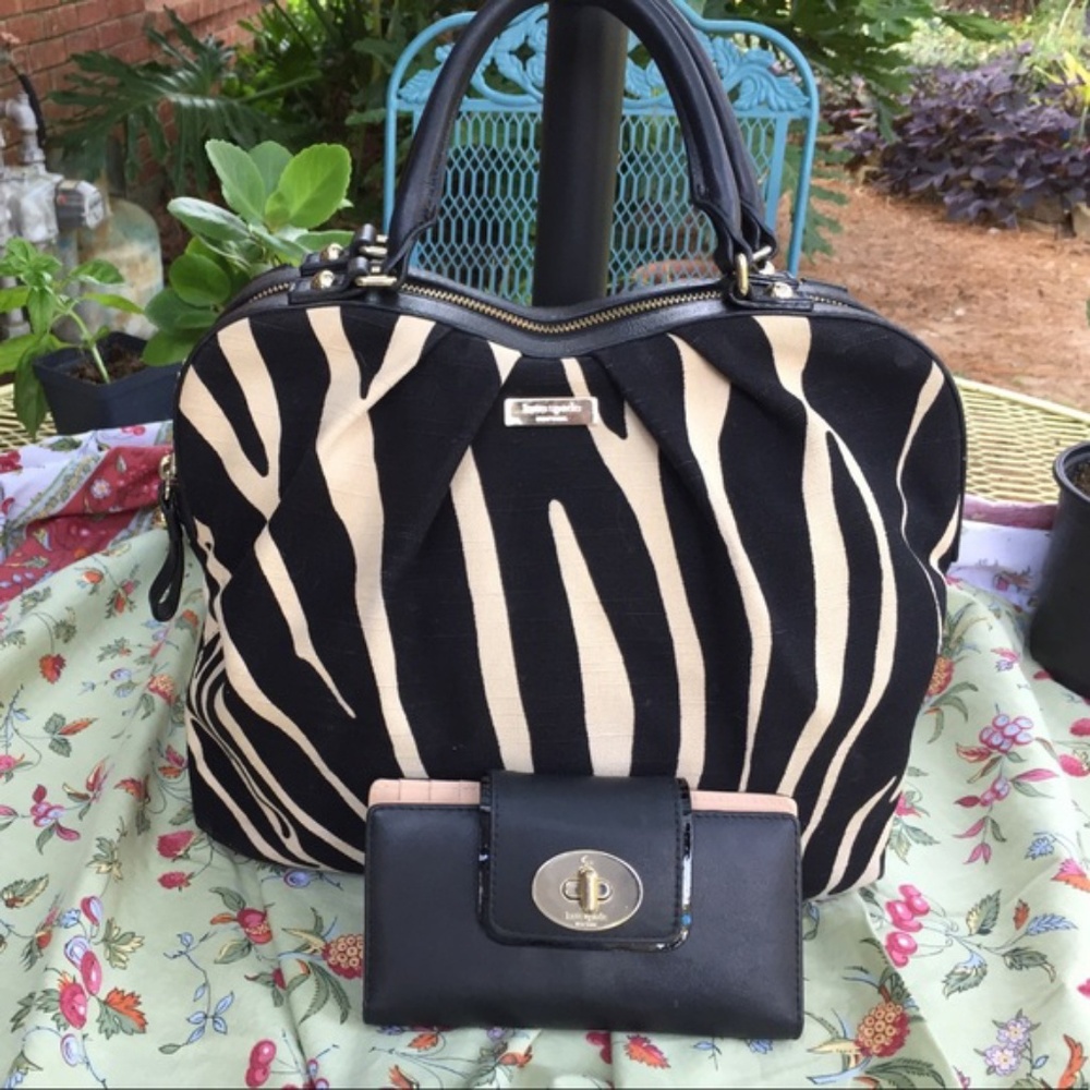 Kate Spade Zebra Bag and Black Wallet